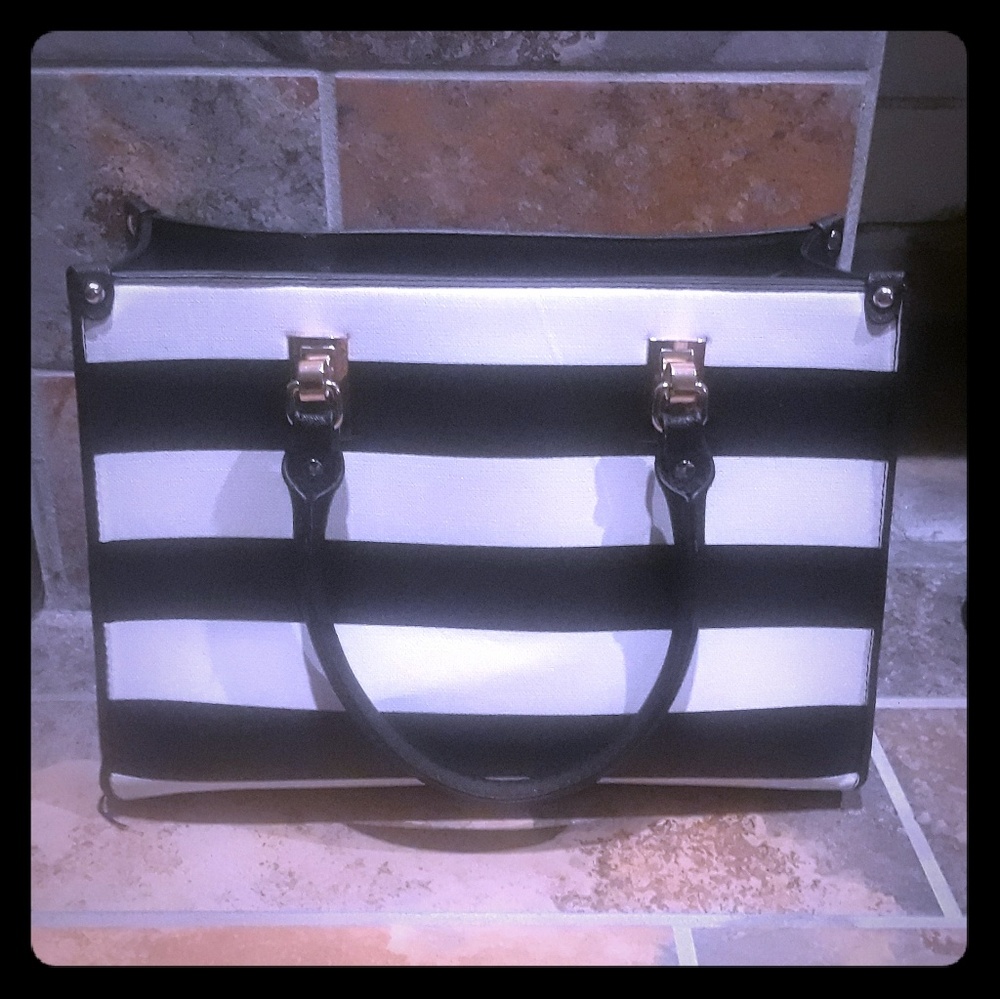Black And White Striped Purse